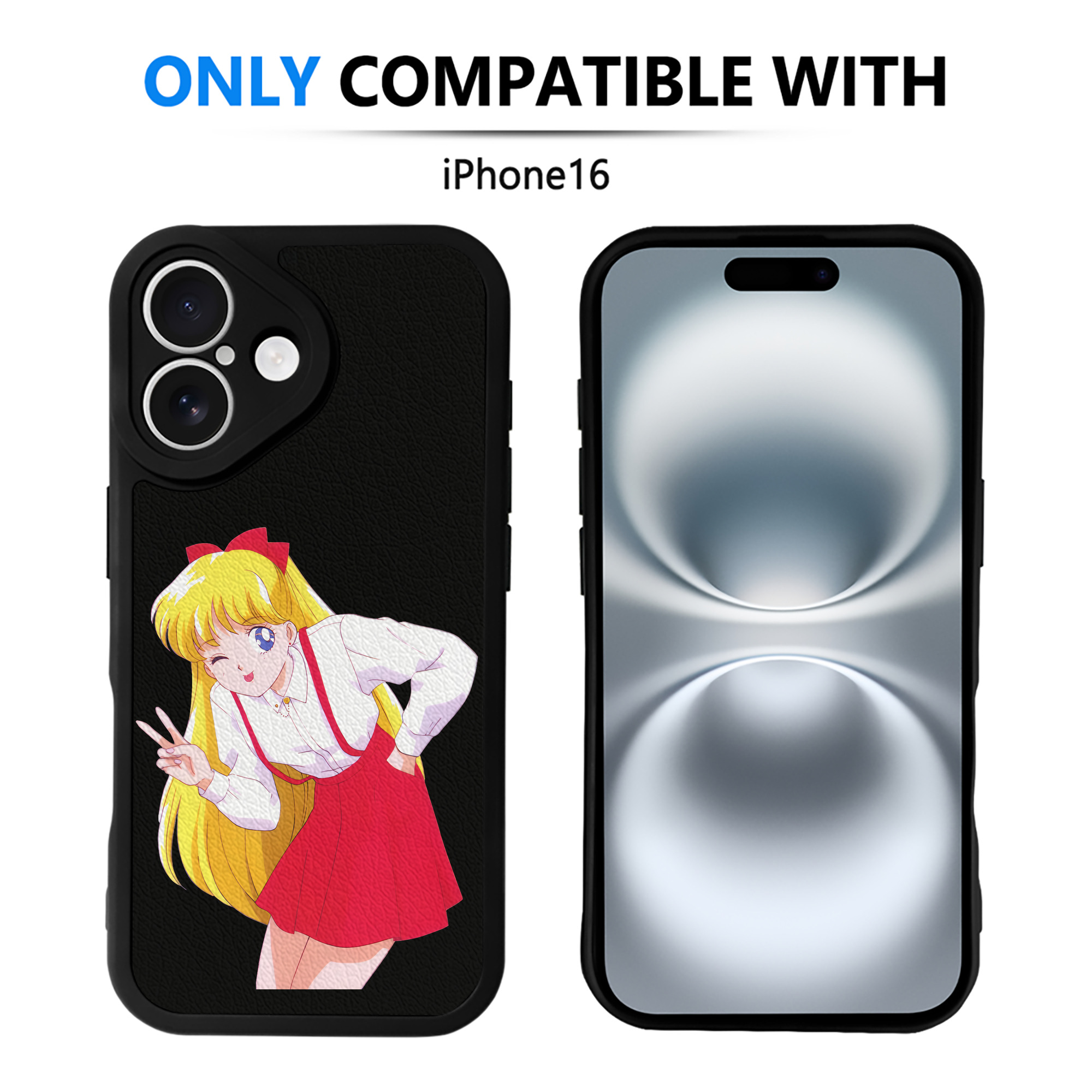 （画像用） 美少女戦士セーラームーン 愛野 美奈子 あいの みなこ Sailor Moon Aino Minako 【iPhone 16シリーズ対応】シリコンスマホケース（レザー調） 材質：シリコン